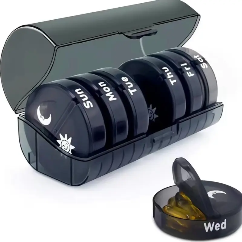 Weekly Pill Organizer, Medicine Organizer, Supplement Organizer, 7-day Large Capacity Pill & Vitamin Storage Box, Summer Essentials Portable Pill Box for Travel & Home Use, Organizer Storage