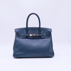 Pre-owned HERMÈS Leather Top Handle Bag Palladium Plated Birkin Bag Twins LDJ4524