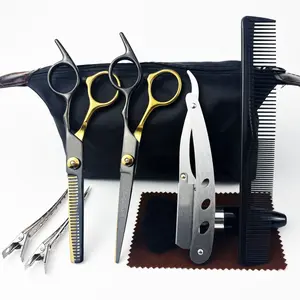 wingsbro 6.7 inches Hair Styling Scissors, Flat & Thinning Scissors for Barber Salon and Homeuse, Full Accessories
