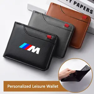 Men Wallet Car Logo Leather Coin Purse, Personalised ID Card Holder for Bmw Models, Durable & Stylish Design