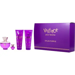 Versace Dylan Purple Set-Eau De Parfum Spray 3.4 Oz & Body Lotion 3.4 Oz & Bath & Shower Gel 3.4 Oz & Eau De Parfum 0.17 Oz Mini For Women