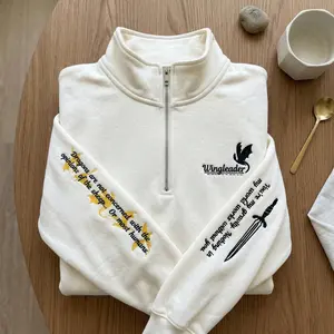 Basgiath War College Embroidered Quarter Zip Sweatshirt, Custom Fourth Wing Riders Quadrant, Fantasy Reader Gift