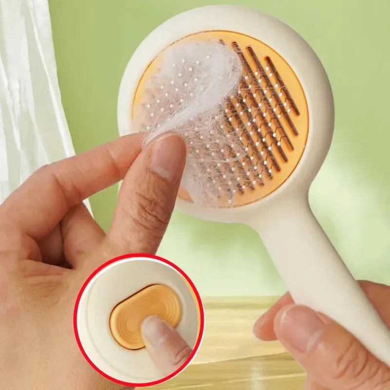 Self-Cleaning Cat Brush – One-Click Hair Removal