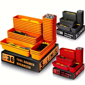 36-piece tool box drawer organizer set, suitable for toolboxes, garage toolboxes, and office desk drawers with partition trays, tool organization trays, tool box organization and storage, tool storage, garage, Tool Storage Kit