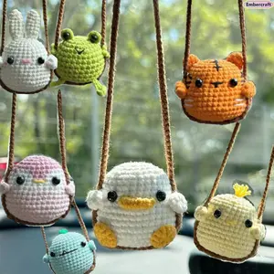 Handmade Crochet Animal Car Charm, Cute Kawaii Hanging Pendant for Rearview Mirror, Bag Charm & Keychain Accessory for Car Interior, Backpack & Everyday Aesthetic Decor