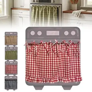 Handmade Farmhouse Oven Skirt - Heat-Resistant Ruffled Oven Cover with Ribbon Tie | Rustic Kitchen Decor