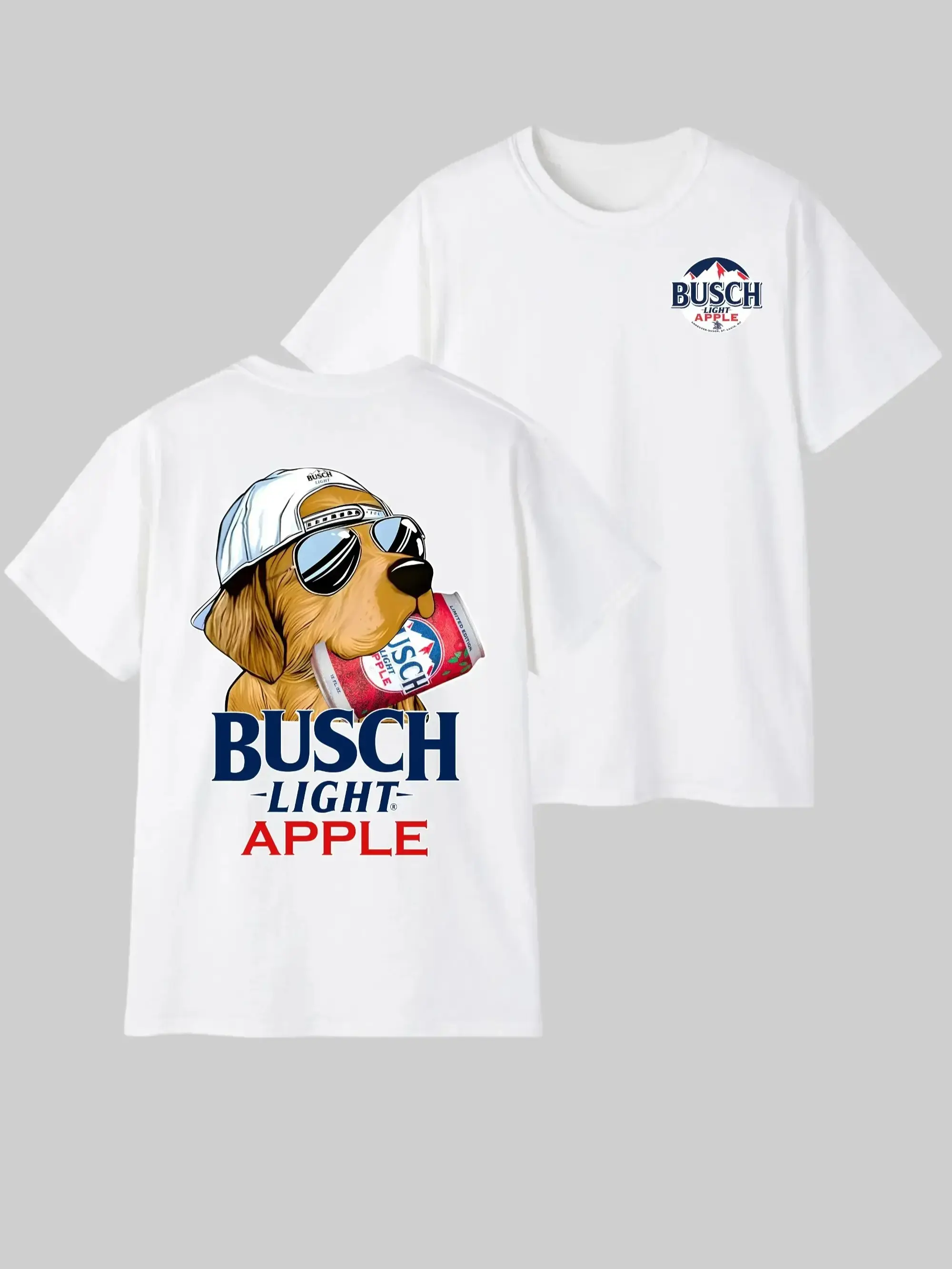 Vintage Busch Apple  T-Shirt, Retro Golden Retriever Beer Graphic Tee, Ash Grey Summer Outdoors Shirt, Cool Puppy Wearing Sunglasses Busch Tshirt, Funny  Lover Beer Gift 2026 dog