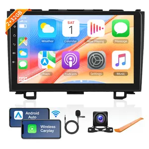 Android Car Stereo for Honda CRV 2007-2011 with Wireless Carplay/Android Auto with WiFi GPS Navigation, 9" Touchscreen Bluetooth Car Radio Support USB FM/RDS Backup Camera Steering Wheel Control