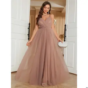 Women For Neck Elegant tiktok Belle Romantic V - Mesh Bridesmaid Dress Formal Ball Gown