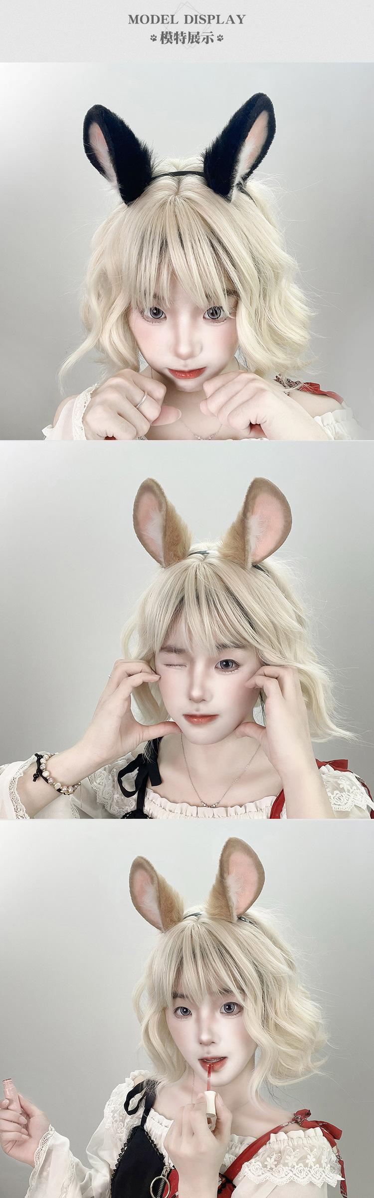 Plush Bunny Ears Hairbands Fluffy Rabbit Tail Cute Furry Fursuit Women Party Cosplay Props Costume Accessories