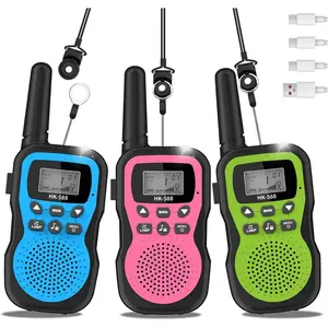 Walkie Talkies for Kids Rechargeable 3 Pack,Handheld Long Range Kids Walkie Talkies for 3 Miles,22 Channel and LED Flashilight,Birthday Gifts for 3-12 Years Old Girls Boys Camping Hiking Adventure