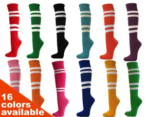 COUVER Unisex White Striped Knee High Softball/Sports Socks