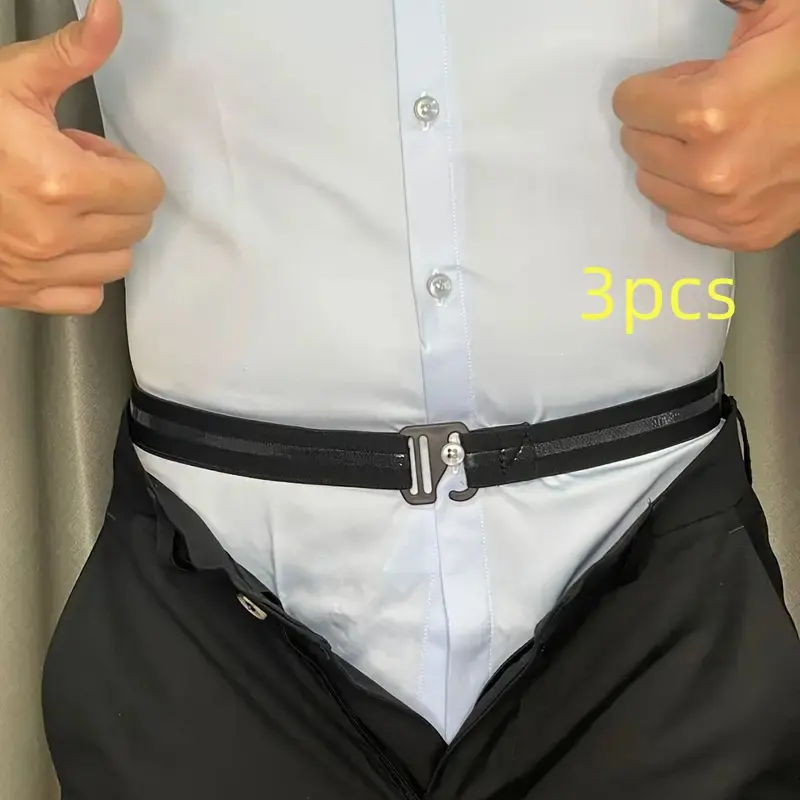 3-Pack Anti-Slip Elastic Waist Shirt Fixer - Adjustable Strap with Square Buckle, Unisex - Office, Wedding, Party - Formal and Casual Dual Use - Chest Support Design - Easy to Use, Lightweight Material, Suitable for Office Wear and Wedding Guests