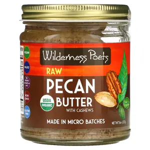 Wilderness Poets Organic Raw Pecan Butter with Cashews, 8 oz (227 g)