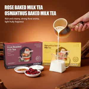 BOGO Rose/Osmanthus Baked Milk Tea 2 Cartons 12 Drinks With Red Dates, Rock Sugar, Longan, Goji Berry, New Zealand Milk, Golden Needle Black Tea