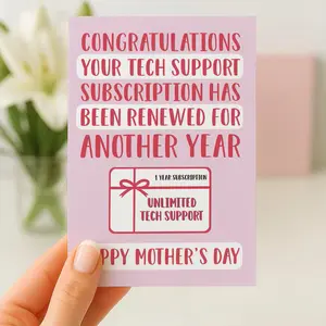 Funny Mother's Day Card, Tech Support Mum Card, Funny Mother's Day, Mom Card, From Your Daughter, Mum Mother's Day Gift