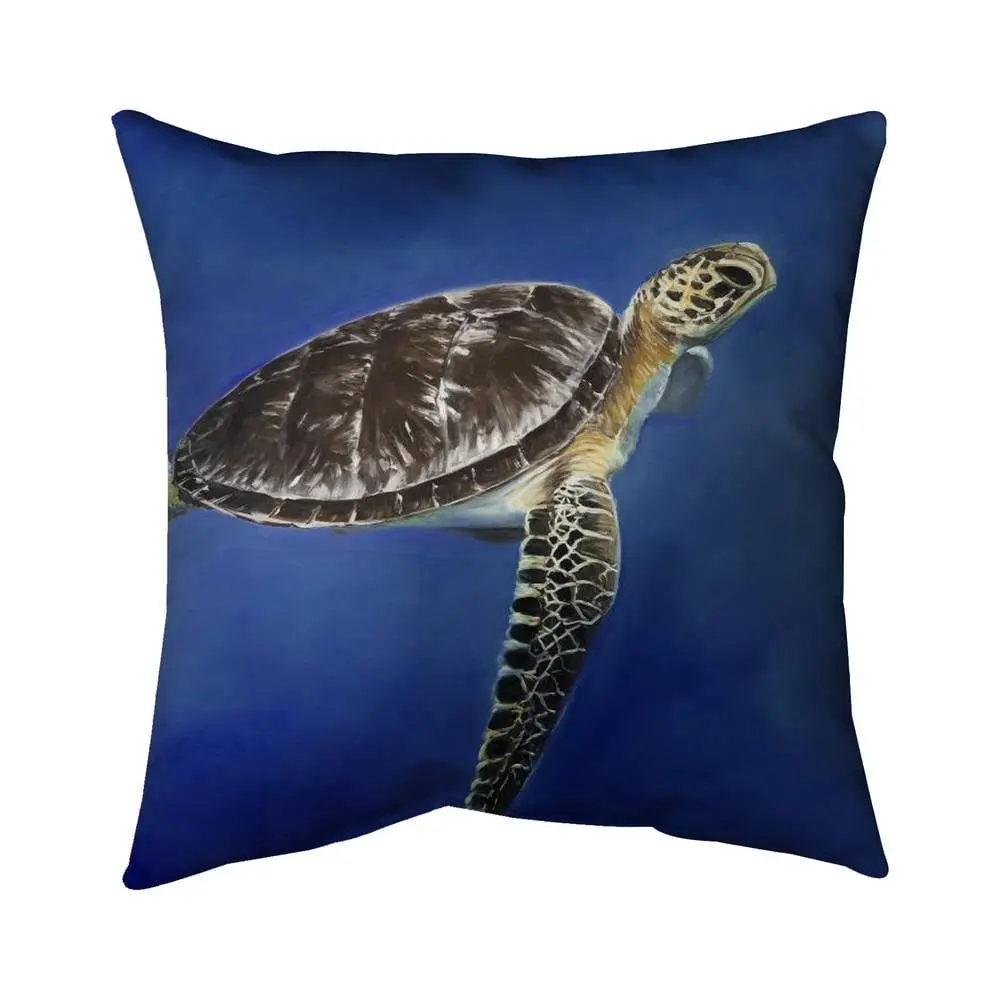 Begin Home Decor 5542-1616-AN275-2 16 x 16 in. Brown Bathroom Pillow - Turtle in the Ocean - Home Decor