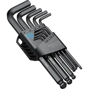 9 count Allen Wrench Hex Key Set 1.5 mm - 10 mm, Metric Long Ball End Black L-key with Visible Coding For Husband Dad Handyman DIY   Repair