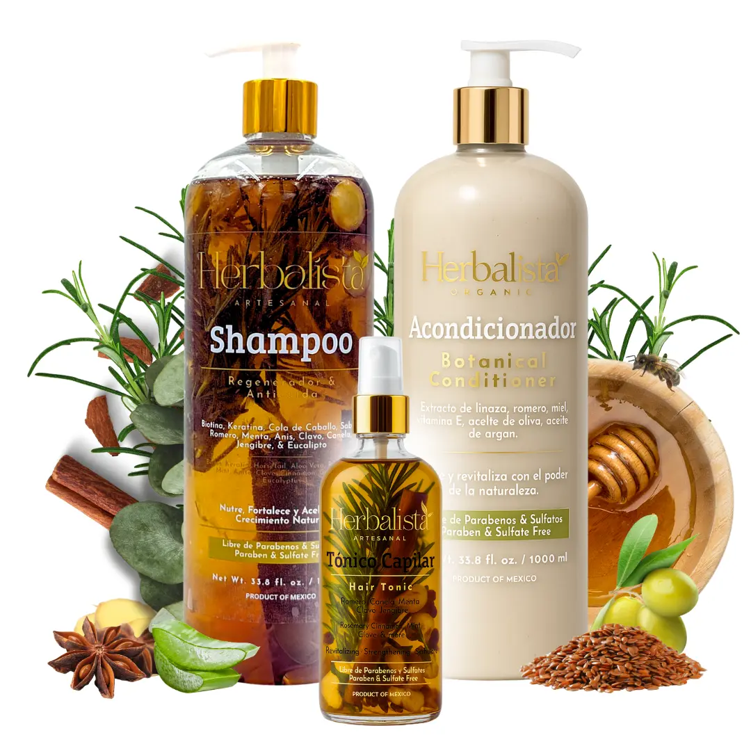 herbalista 3-Piece Strengthening Hair Care Set with Coconut & Olive Oil - Sulfate-Free Shampoo Cleanser (1000ml), Conditioner (1000ml) & Plant Botanical Tonic (250ml) - Eucalyptus Scent for All Hair Types, Haircare, Shampoo And Conditioner