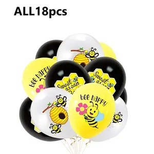 18PCS Bee Themed 12-Inch Latex Balloons, Birthday Party Decorations, Bee Balloon Birthday Supplies, Festive Party Atmosphere Decor