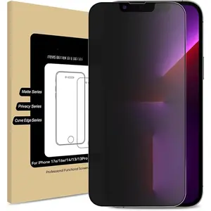 for  17e / 16e /  14/13 / 13 Pro (6.1-inch) Matte  Screen Protector with Alignment Sticker, Full Coverage Anti-Spy Anti-Glare Anti-Fingerprint Tempered Glass Film