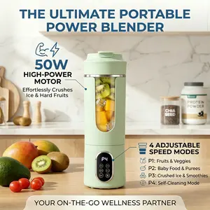 Portable Blender Cup, Electric USB Juicer Blender, 530 ml, USB-C Rechargeable Portable Juicer For Shakes and Smoothies, juice,12 Blades Great for Mixing