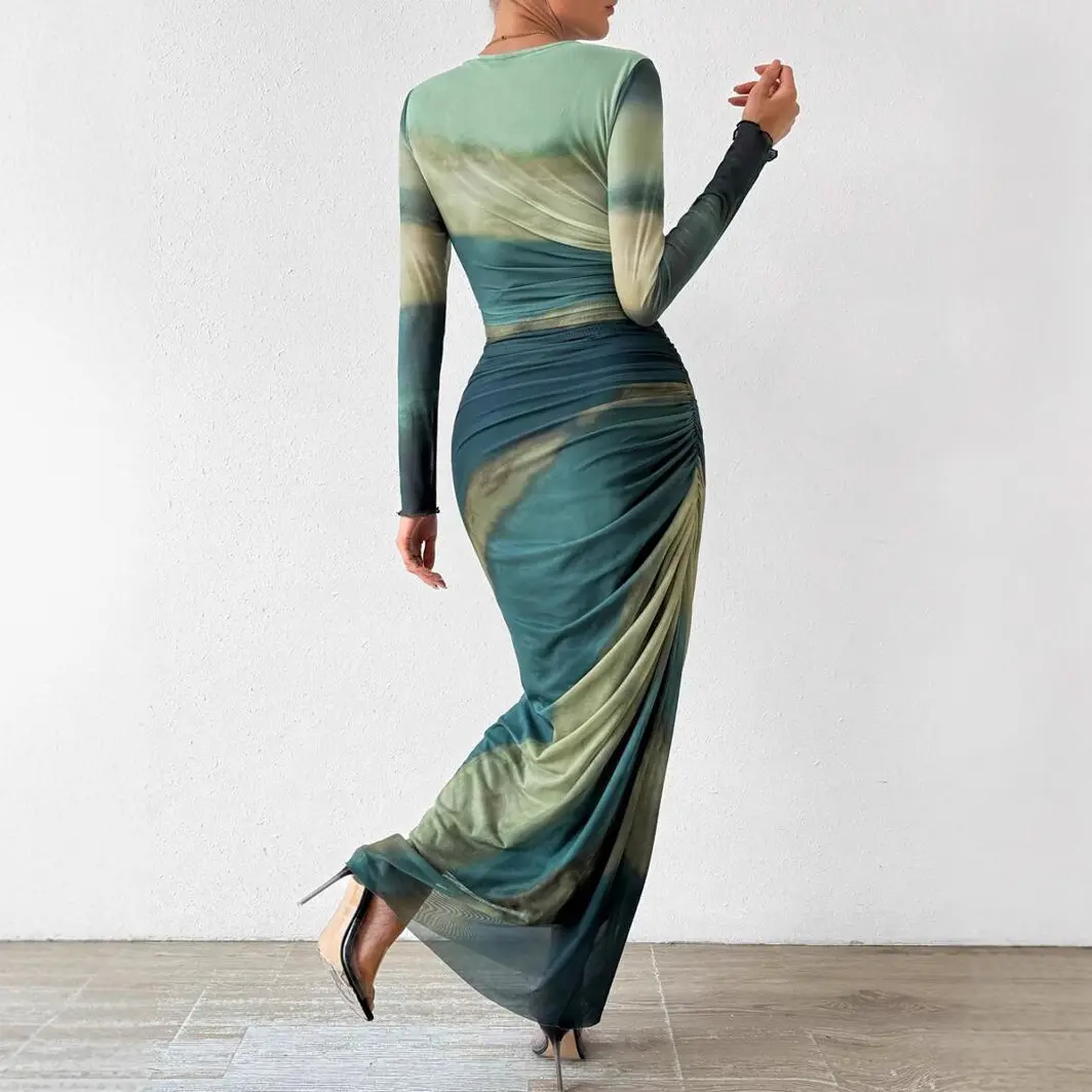 Womens Long Sleeve Maxi Dress Bodycon Ruched Natural Slim Fit Tie Dye Dress Cocktail Dresses Mesh Dress - TikTok Shop Womens Long Sleeve Maxi Dress Bodycon Ruched Natural Slim Fit Tie Dye Dress Cocktail Dresses Mesh Dress - TikTok Shop