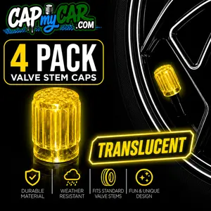 Translucent Valve Stem Caps – Clear Colored Glow Style 4 Pack