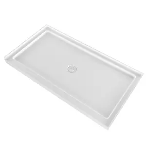 VEVOR Shower Pan, 60″ L x 32″ W Single Threshold Shower Base, Rectangle Acrylic & PVC Showering Base in White, Slip-Resistant Showering Pan Bases with Drain & Cover for Bathroom, Center Drain LocationSummervibes