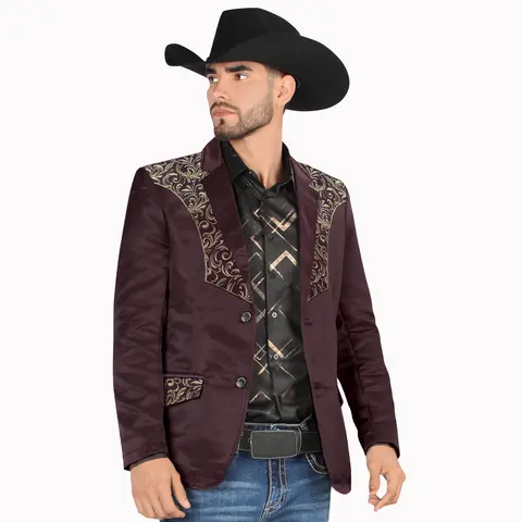 Montero Mens Western Embroidery Blazer MT2186 Double Button Blazer for All Seasons Elegant Stylish Coats