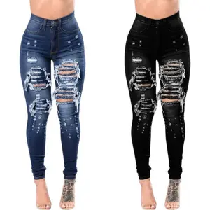 2025 Autumn High Waist Ripped Jeans For Women Fashion Stretch Skinny Denim Pencil Pants Casual Slim Trousers S-3XL Womenswear Chic