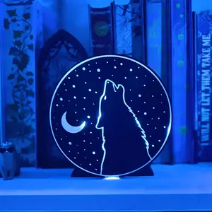Wolf Moon and Stars Light Up Book Nook