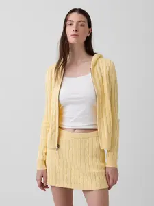 Gap Women's 100% Cotton Cable-Knit Zip Cardigan