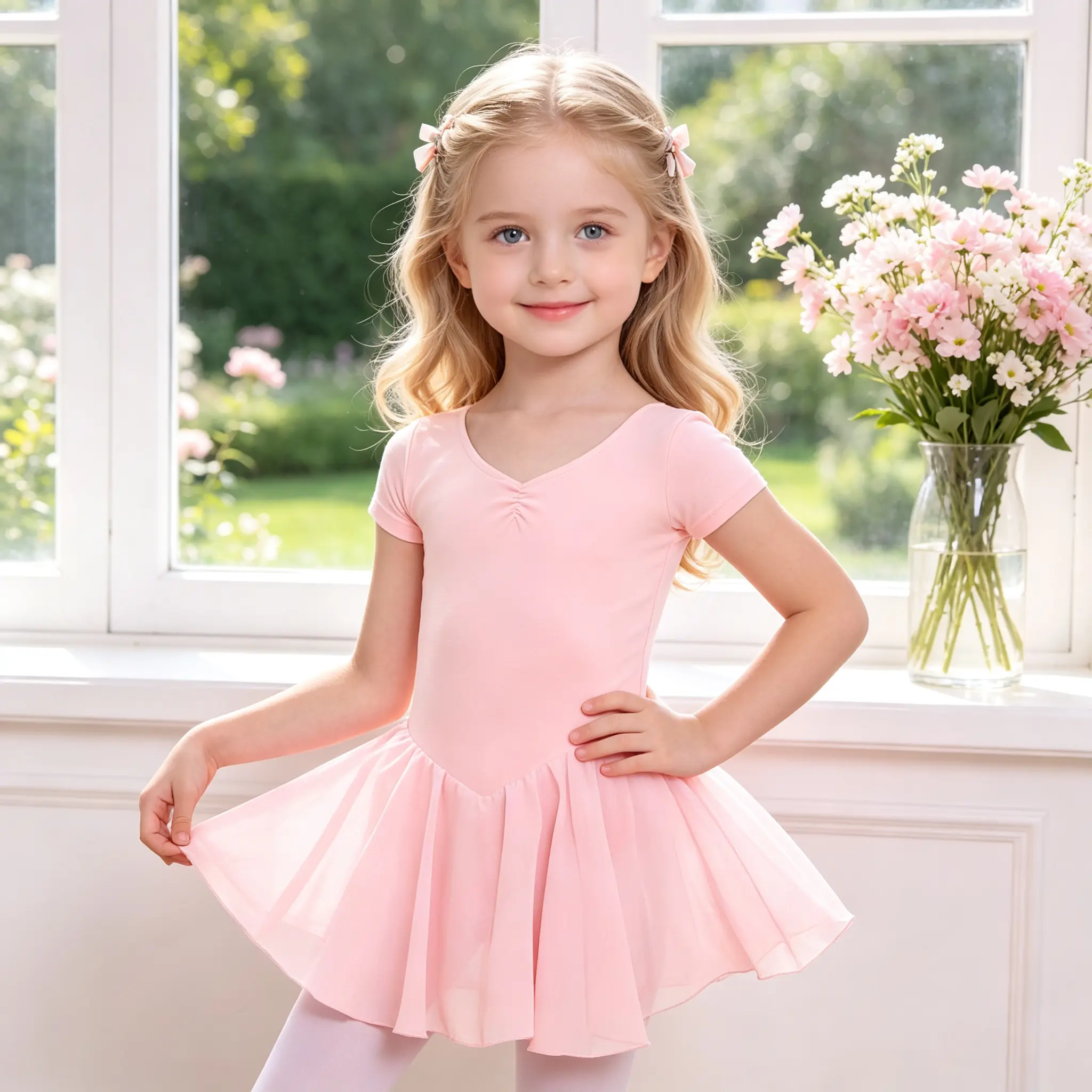 Girls Short Sleeve Ballet Dance Leotard Tutu Dress Soft Stretchy Chiffon Skirt for Toddler Little Girls Dance Class Practice Performance