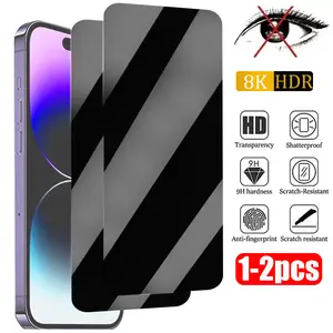 2PCS Anti-Spy Glass for iPhone 15 14 13 12 11 Pro Max Mini X XS XR Plus Privacy Screen Protector