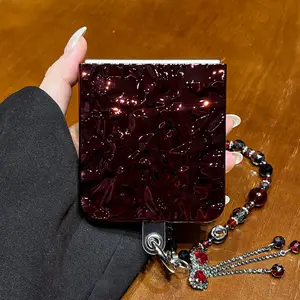 French Luxury Retro Wine Folds Gem Tassel Bow Bracelet Case for Samsung Galaxy Flip7 flip7 Zflip6 5 Zflip5 flip6 flip5 Cover