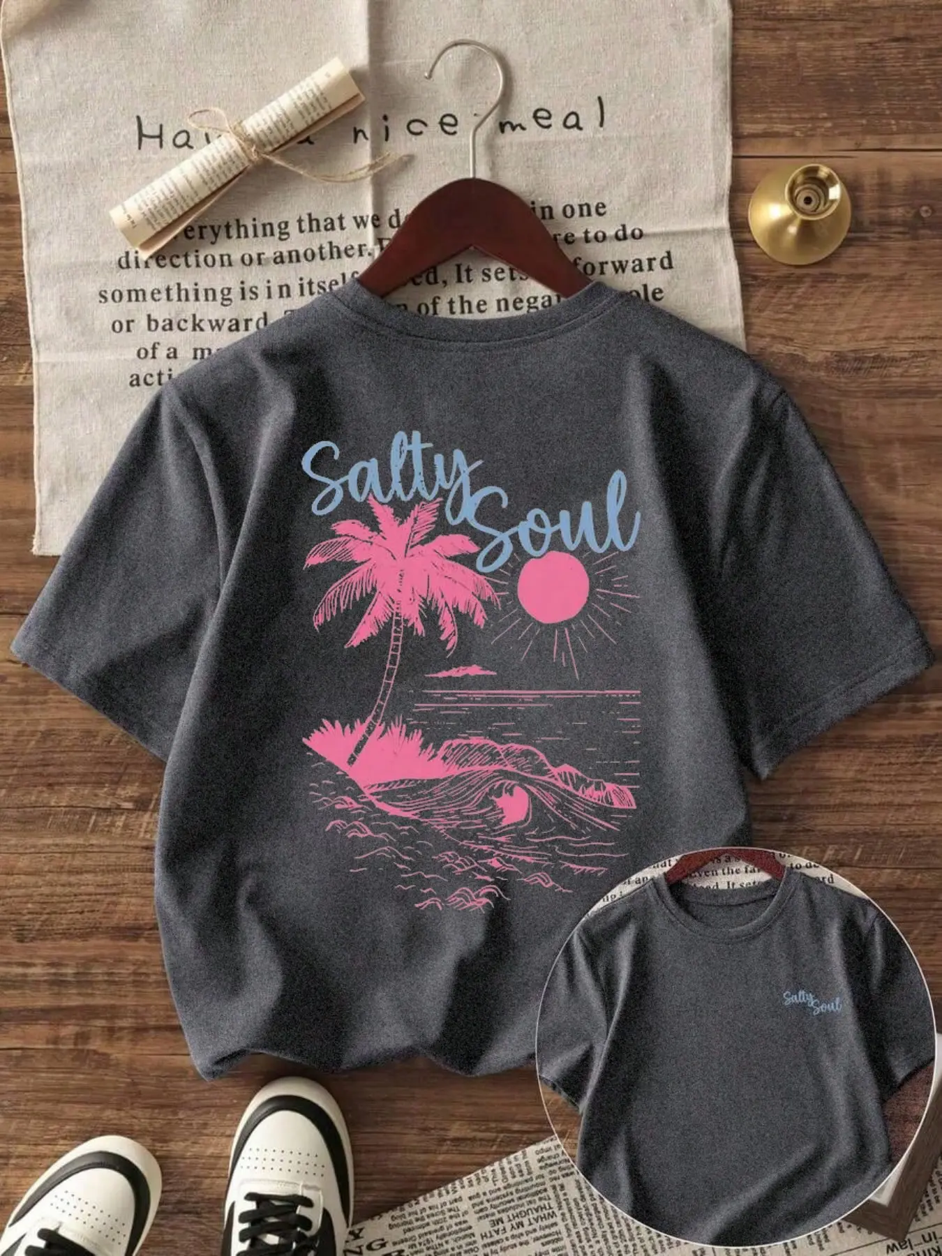 Women's Beach Tropical Coconut Tree Pattern Vacation Print Summer Short Sleeve T-Shirt, Casual Summer Tee, Casual Round Neck Top, Casual Tops, Daily Wear, Everyday, Commuting, All Seasons Clothing, Womenswear, Lady