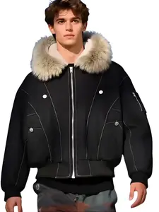 Faux Fur Lined Waterproof Bomber Jacket With Faux Fur CollarHood Elegant And Sophisticated Enhances Warmth Providing A Soft Beautiful And Warm Offering Both Style And Practicality Y2K Style