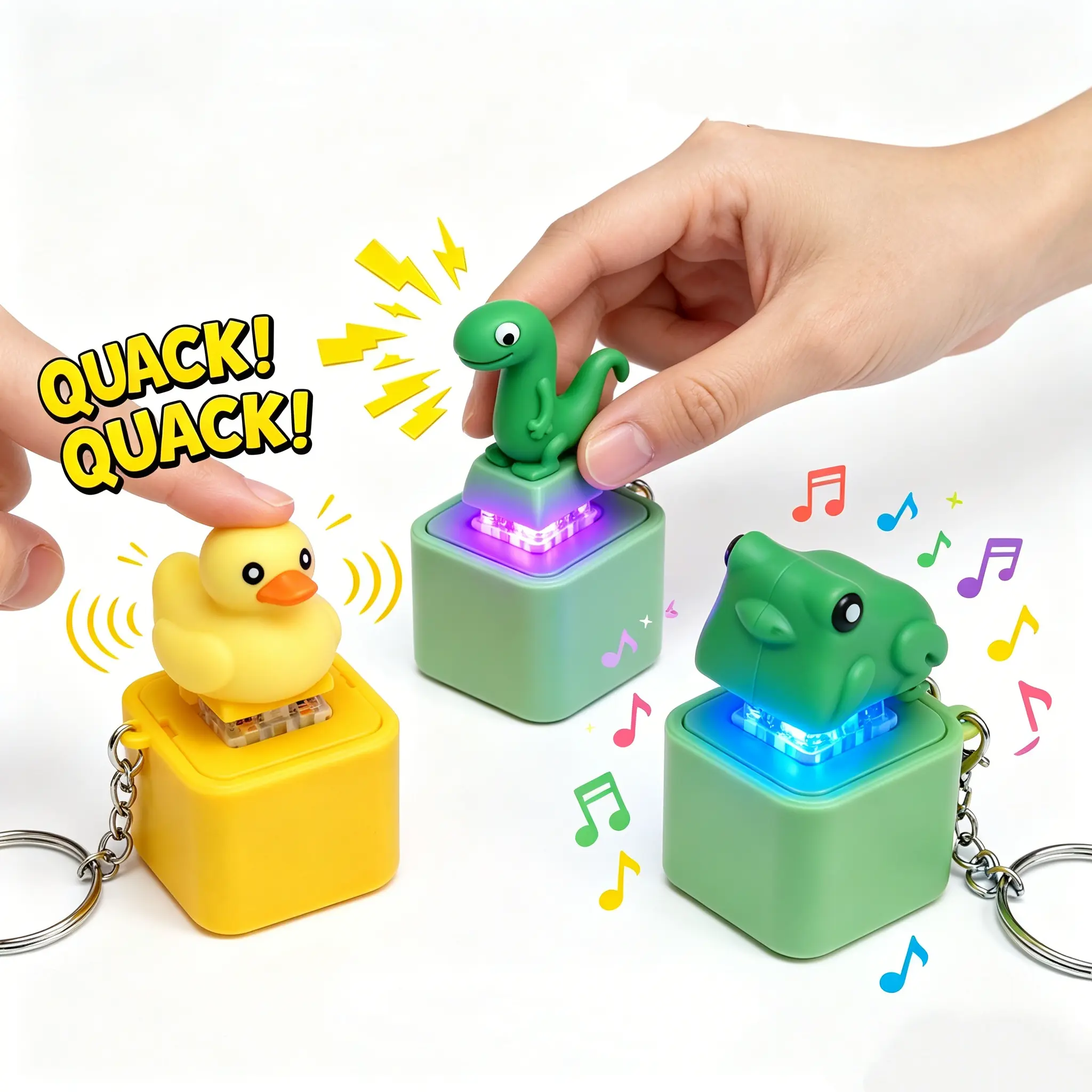 Lizard, Frog, & Duck — Rechargeable LED Color-Changing Sound Toys | A Festive Gift for Kids and Adults Alike