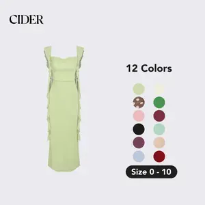 Cider Mesh Ruffle Hem Maxi  Summer Casual Wear Dress