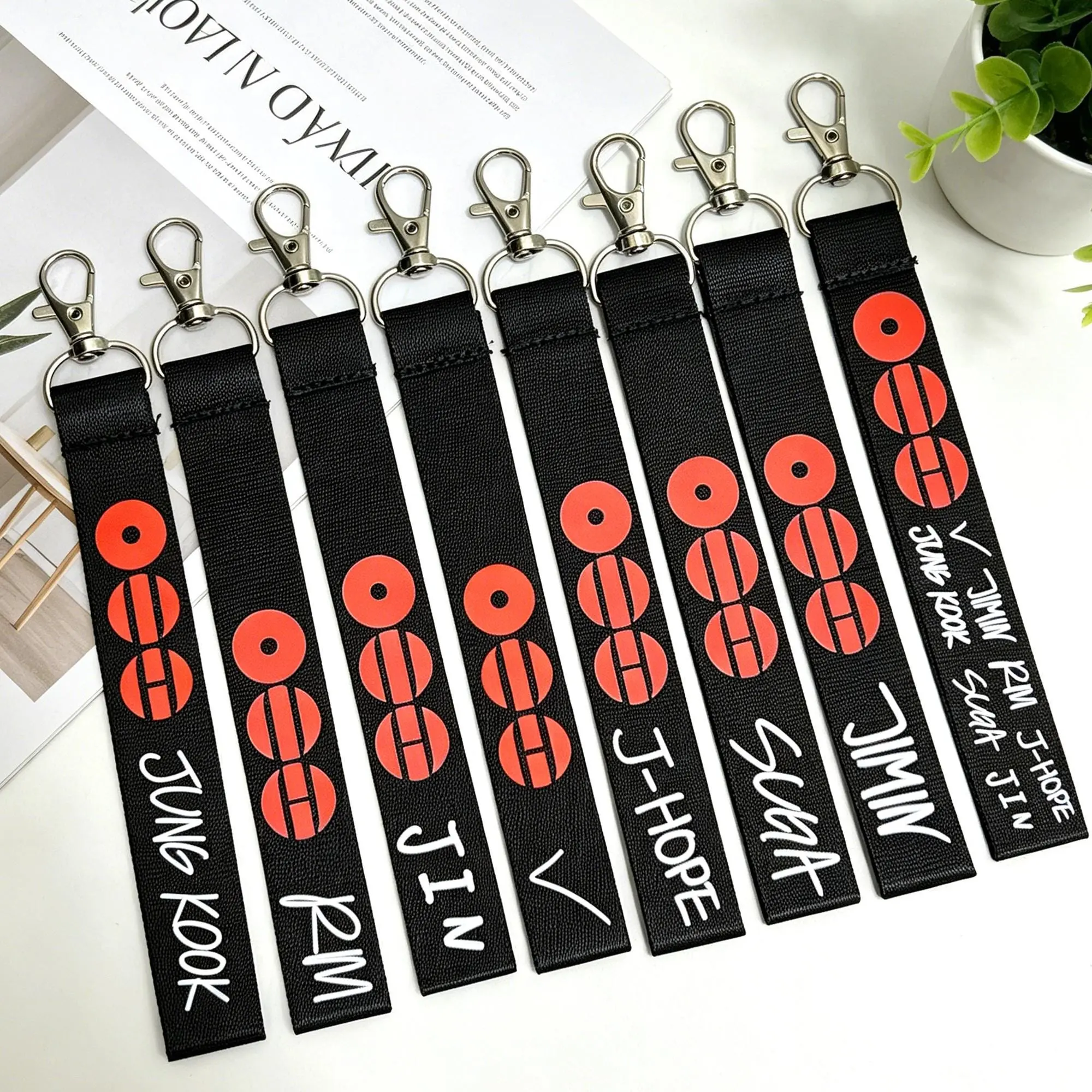 Kpop Inspired Wristlet Keychain, Music Fan Lanyard Strap, Concert Bag Charm