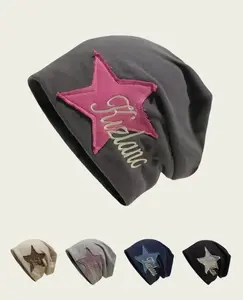 Stylish Star Patched Letter Embroidery Beanie Hat, Cute Beanie Hat for Women & Men, Fashion Accessories for Daily Wear, Trendy All-match & Exquisite Hat for Birthday Gift Perfect for Casual Outfits