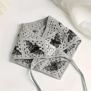 New Bohemian Crochet Bat Pattern Triangle Headband, Cotton Knitted Headband, Perfect for Halloween and Festive Occasions