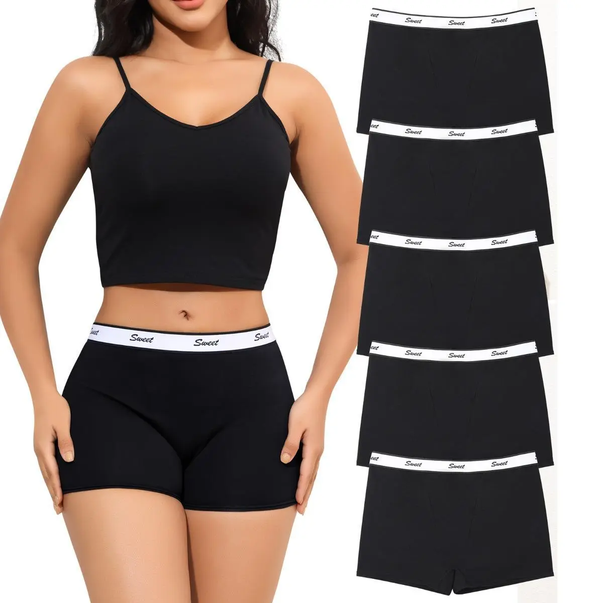 LEVAO Women Boyshorts Panties Cotton Boxer Briefs Underwear for Ladies with Stretch Cotton, 5 Pack LEVAO Women Boyshorts Panties Cotton Boxer Briefs Underwear for Ladies with Stretch Cotton, 5 Pack
