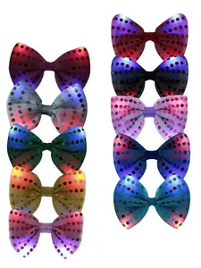LED Glowing Rhinestone Bow Tie Party Decoration Belt, 10pcs Per Pack, Suitable for Adults and Teens, All Seasons
