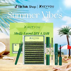 KEYYOU Puffsilk Flora DIY Lash Extension  Eyeliner Lash V3D Volume Fluffy Waterproof Long- Lasting Soft Cluster Lashes  144PCS D Curl 8-18MIX Cosmetic  3D spider lash upgrade2.0  #DealsForYouDays