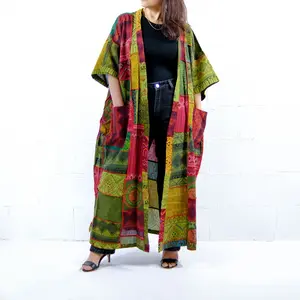 Handmade Patchwork Duster, Cotton Oversized Cardigan, XS- 4X Long Men/Women Kimono, Boho Hippie Jacket, Bohemian  Recycled Smock, Upcycled Outerwear