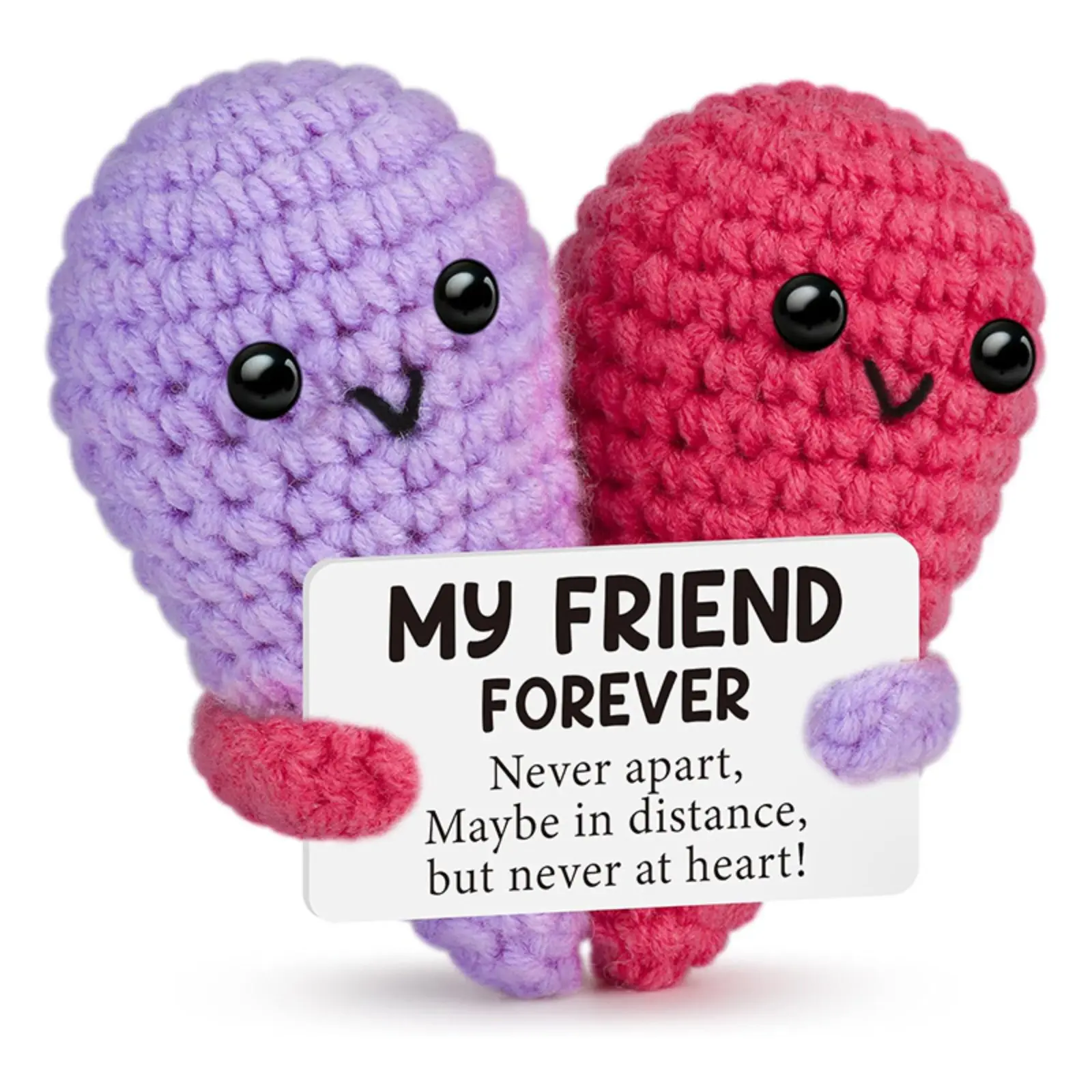 Amigurumi Heart Stuffed Toy, Hand-Crocheted Red and Pink Hugging Plush Doll, Hand-Crafted Yarn Gift for Loved Ones, Manual, Hugging Doll, Small, Red And Pink Hug Love