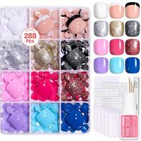Short Squoval Toe Nail- 12 Colors 12 Sizes 288 Pcs