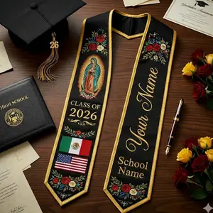 Custom Mexican Graduation Stole with Name, Class of 2026 Serape Graduation Sash, Latina Grad Outfit, Senior Photo Prop Gift